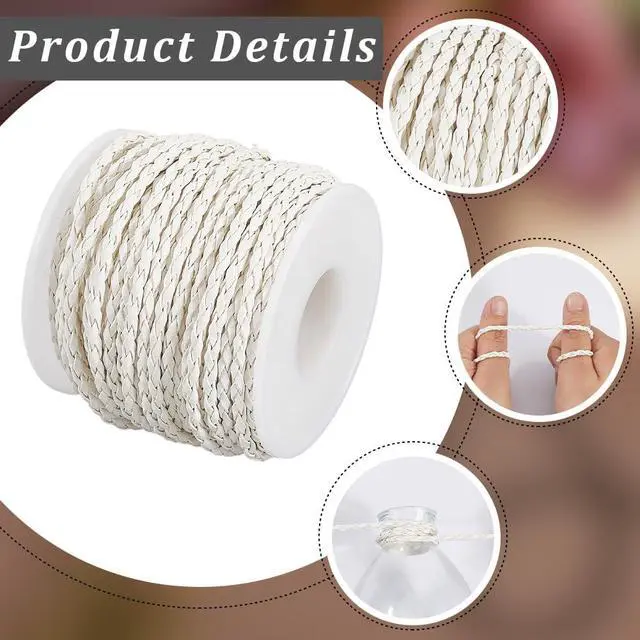 Alt view image 5 of 7 - 20.78 Yard 3MM Braided PU Leather Bolo Cord Round White Woven Leather Folded Bolo Tie String Lace Cording Rope Braiding Strip Thread for Jewelry Making Crafts Necklace Bracelets Beading