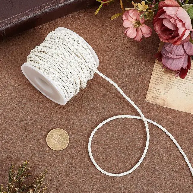 Alt view image 3 of 7 - 20.78 Yard 3MM Braided PU Leather Bolo Cord Round White Woven Leather Folded Bolo Tie String Lace Cording Rope Braiding Strip Thread for Jewelry Making Crafts Necklace Bracelets Beading