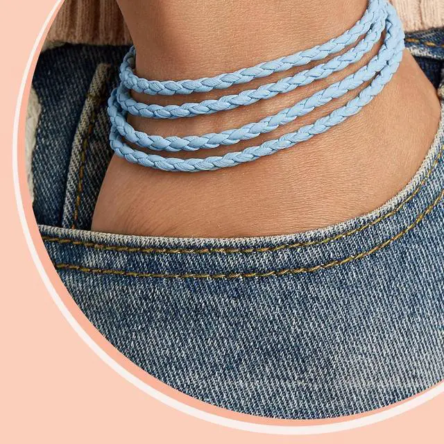 Alt view image 5 of 6 - 2 Pcs Braided Leather Cords, Round Leather Strap, Soft Jewelry Rope for Jewelry Making, Tie Making, Necklaces, 4-Strand 4mm Dia. 2.19 Yards, White