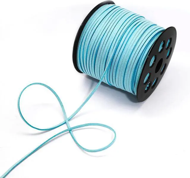 Alt view image 3 of 7 - 100 Yards Suede Cord, 2.65mm Flat Faux Leather Cord with Roll Spool Beading Craft Thread for Necklaces, Bracelets, Jewelry Making, Beading and DIY Handmade Crafts (Sky Blue)