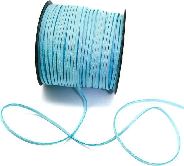 Alt view image 5 of 7 - 100 Yards Suede Cord, 2.65mm Flat Faux Leather Cord with Roll Spool Beading Craft Thread for Necklaces, Bracelets, Jewelry Making, Beading and DIY Handmade Crafts (Sky Blue)
