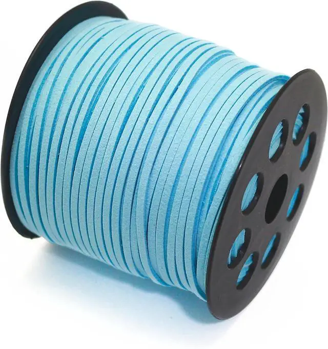 Alt view image 2 of 7 - 100 Yards Suede Cord, 2.65mm Flat Faux Leather Cord with Roll Spool Beading Craft Thread for Necklaces, Bracelets, Jewelry Making, Beading and DIY Handmade Crafts (Sky Blue)