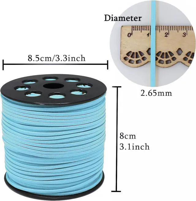 Alt view image 4 of 7 - 100 Yards Suede Cord, 2.65mm Flat Faux Leather Cord with Roll Spool Beading Craft Thread for Necklaces, Bracelets, Jewelry Making, Beading and DIY Handmade Crafts (Sky Blue)