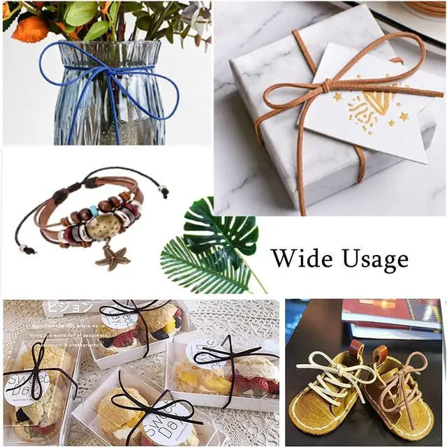 Alt view image 6 of 7 - 100 Yards Suede Cord, 2.65mm Flat Faux Leather Cord with Roll Spool Beading Craft Thread for Necklaces, Bracelets, Jewelry Making, Beading and DIY Handmade Crafts (Sky Blue)