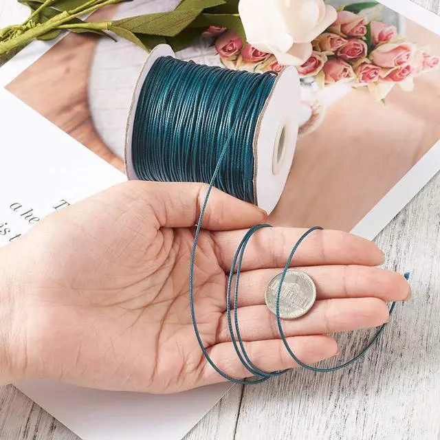 Alt view image 4 of 6 - 85 Yards 1mm Round Waxed Jewelry Beading String Korean Polyester Waxed Cord Threads Teal Knotting Braiding Crafting Cord Ropes Wire for DIY Bracelet Macrame Necklace Jewelry Making