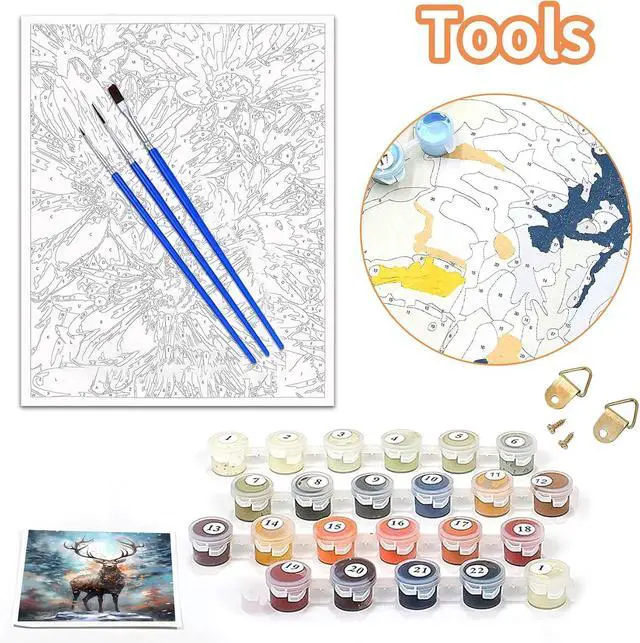 Alt view image 5 of 7 - Paint by Numbers Kit for Adults Santa Claus - 40x50cm Canvas, Christmas Paint by Number - Acrylic Paint Set - Relaxing DIY Art for Beginners & Experts - Home Wall Decoration PP1837
