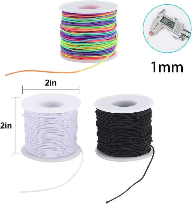 Alt view image 2 of 6 - Stretchy String for Bracelets, 3 Rolls 1 mm 495 Feet Sturdy Elastic String Cord for Jewelry Making, Necklaces, Beading and Crafts (1.0mm (Black&Wihte&Rainbow))