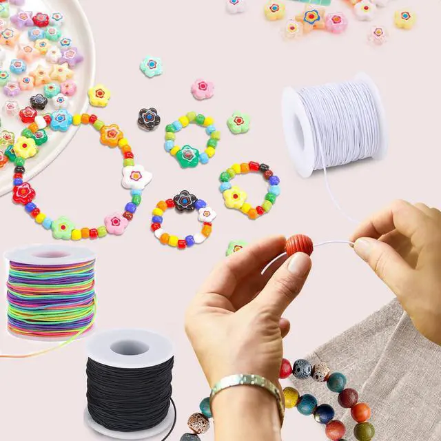 Alt view image 4 of 6 - Stretchy String for Bracelets, 3 Rolls 1 mm 495 Feet Sturdy Elastic String Cord for Jewelry Making, Necklaces, Beading and Crafts (1.0mm (Black&Wihte&Rainbow))
