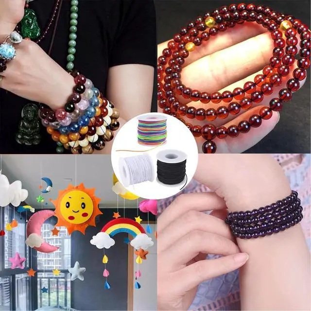 Alt view image 6 of 6 - Stretchy String for Bracelets, 3 Rolls 1 mm 495 Feet Sturdy Elastic String Cord for Jewelry Making, Necklaces, Beading and Crafts (1.0mm (Black&Wihte&Rainbow))