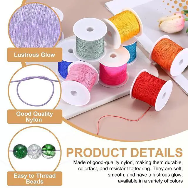 Alt view image 3 of 7 - 0.6mm Nylon String for Bracelets, 44 Yards Satin Nylon Beading Thread Chinese Knotting Cord for Jewelry Making DIY Craft Beading Friendship Necklace Bracelet(Light Purple)