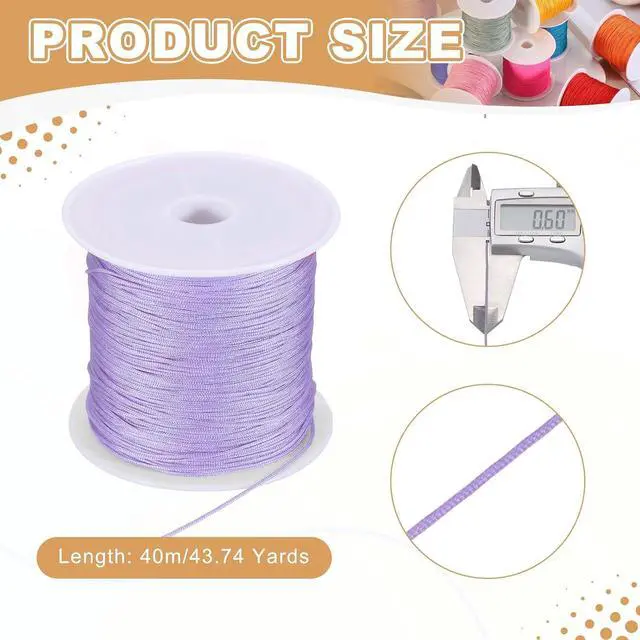 Alt view image 2 of 7 - 0.6mm Nylon String for Bracelets, 44 Yards Satin Nylon Beading Thread Chinese Knotting Cord for Jewelry Making DIY Craft Beading Friendship Necklace Bracelet(Light Purple)