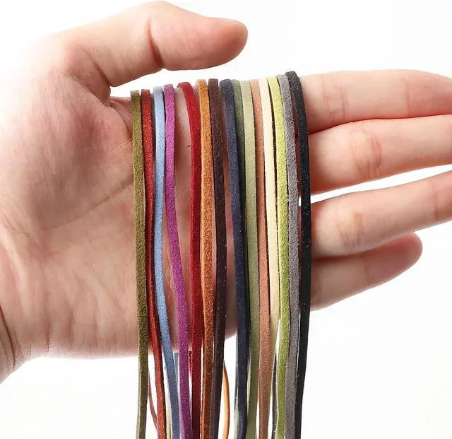 Main image of 15 Pcs Faux Suede Leather Cord for Jewelry Making, 1/8 Inch Leather String | 15 Colors, 1.1 Yards (1m), for Bracelets Necklaces, Craft Cording for DIY Beading Projects
