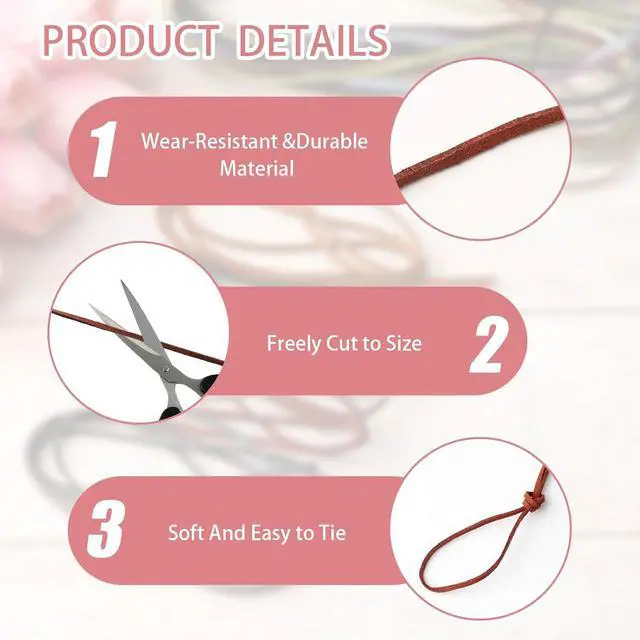 Alt view image 3 of 6 - 15 Pcs Faux Suede Leather Cord for Jewelry Making, 1/8 Inch Leather String | 15 Colors, 1.1 Yards (1m), for Bracelets Necklaces, Craft Cording for DIY Beading Projects