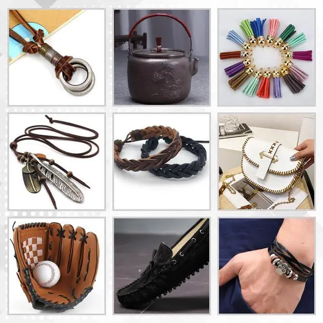 Alt view image 5 of 6 - 5M x 3mm Flat Leather Cord Genuine Leather Strip 2mm Thick Cowhide Leather String Braiding Thread Rope for Bracelets Neckacle Jewellery Making Boot Lace Belts DIY Beading Crafts, Dark Red