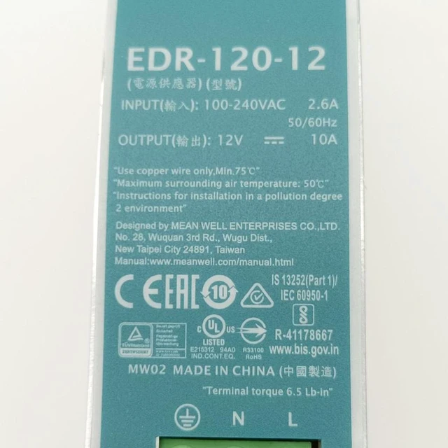 Alt view image 6 of 6 - EDR-120-12 Mean Well 120W 12V 50A Switching Power Supply