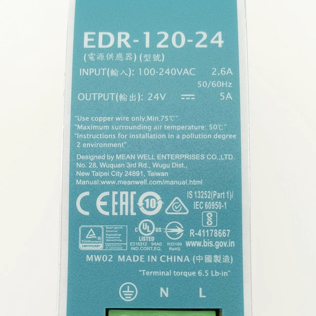 Alt view image 6 of 6 - EDR-120-24 Mean Well 120W 24V 50A Switching Power Supply