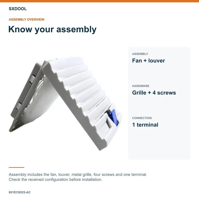 Alt view image 7 of 7 - SXDOOL 801EC8025-AC Enclosure Filter Fan, 80 x 80 x 25 mm, 115-230V AC