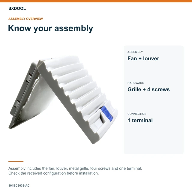 Alt view image 7 of 7 - SXDOOL 801EC8038-AC Enclosure Filter Fan, 80 x 80 x 38 mm, 115-230V AC