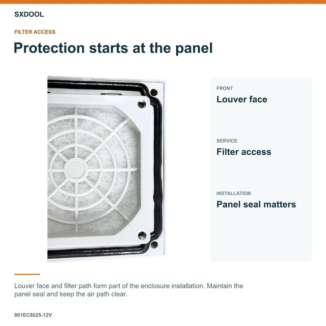 Alt view image 4 of 7 - SXDOOL 801EC8025-12V Enclosure Filter Fan, 80 x 80 x 25 mm, 12V DC