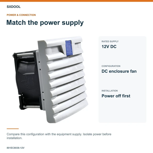 Alt view image 3 of 7 - SXDOOL 801EC8038-12V Enclosure Filter Fan, 80 x 80 x 38 mm, 12V DC