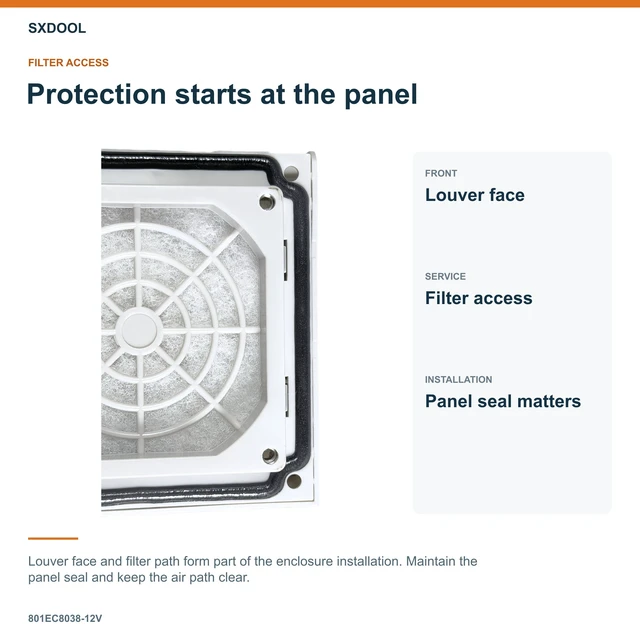 Alt view image 4 of 7 - SXDOOL 801EC8038-12V Enclosure Filter Fan, 80 x 80 x 38 mm, 12V DC