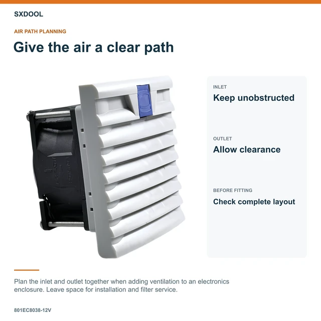 Alt view image 6 of 7 - SXDOOL 801EC8038-12V Enclosure Filter Fan, 80 x 80 x 38 mm, 12V DC