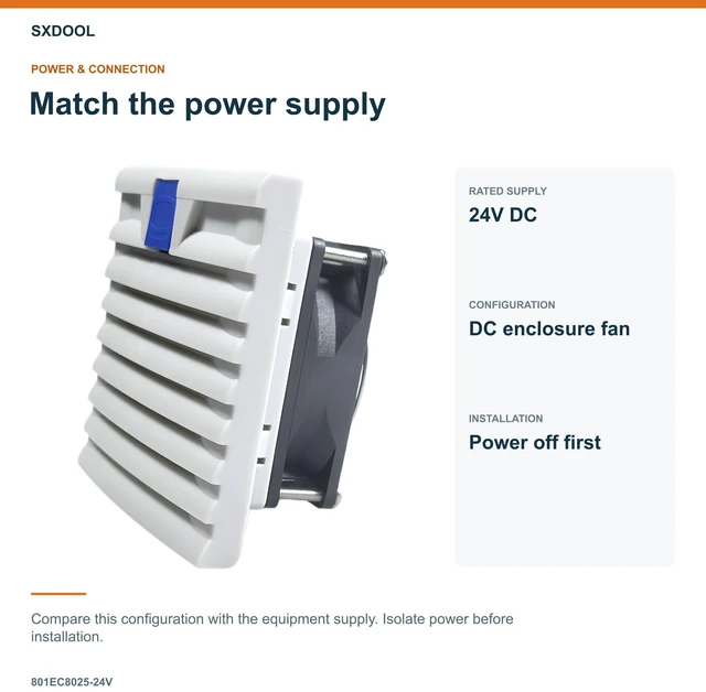 Alt view image 3 of 7 - SXDOOL 801EC8025-24V Enclosure Filter Fan, 80 x 80 x 25 mm, 24V DC