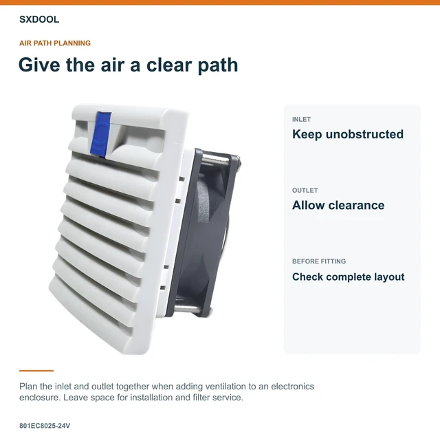 Alt view image 6 of 7 - SXDOOL 801EC8025-24V Enclosure Filter Fan, 80 x 80 x 25 mm, 24V DC