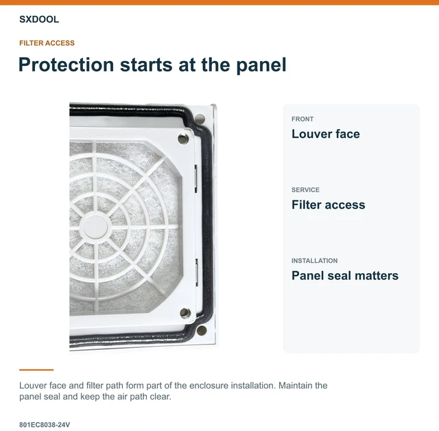 Alt view image 4 of 7 - SXDOOL 801EC8038-24V Enclosure Filter Fan, 80 x 80 x 38 mm, 24V DC
