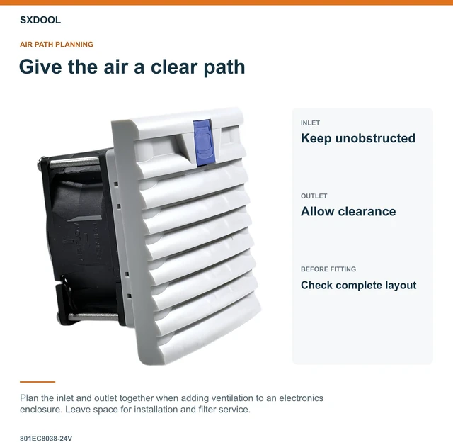 Alt view image 6 of 7 - SXDOOL 801EC8038-24V Enclosure Filter Fan, 80 x 80 x 38 mm, 24V DC