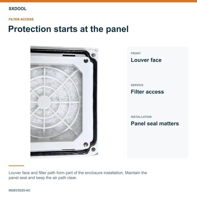 Alt view image 4 of 7 - SXDOOL 802EC9225-AC Enclosure Filter Fan, 92 x 92 x 25 mm, 115-230V AC