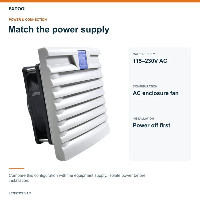 Alt view image 3 of 7 - SXDOOL 802EC9225-AC Enclosure Filter Fan, 92 x 92 x 25 mm, 115-230V AC