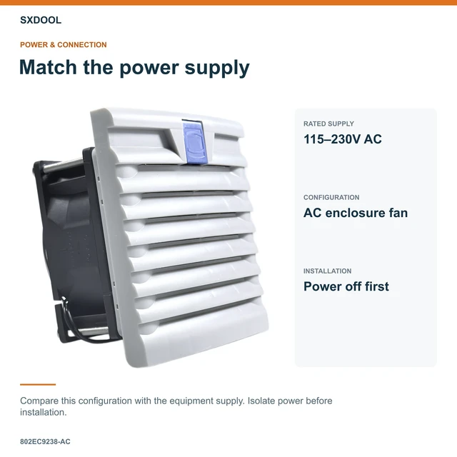 Alt view image 3 of 7 - SXDOOL 802EC9238-AC Enclosure Filter Fan, 92 x 92 x 38 mm, 115-230V AC
