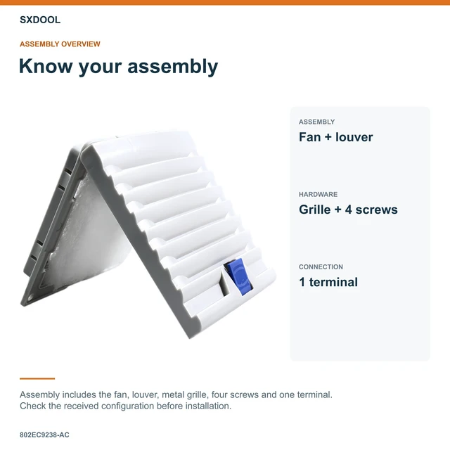 Alt view image 7 of 7 - SXDOOL 802EC9238-AC Enclosure Filter Fan, 92 x 92 x 38 mm, 115-230V AC