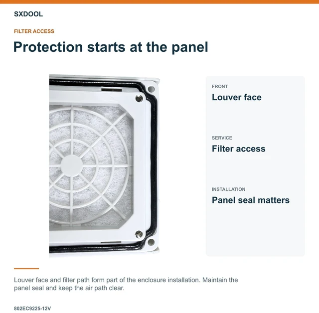 Alt view image 4 of 7 - SXDOOL 802EC9225-12V Enclosure Filter Fan, 92 x 92 x 25 mm, 12V DC
