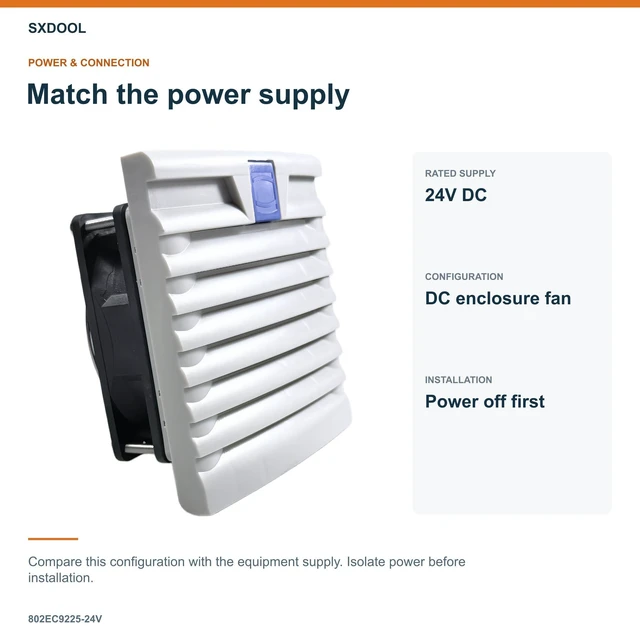 Alt view image 3 of 7 - SXDOOL 802EC9225-24V Enclosure Filter Fan, 92 x 92 x 25 mm, 24V DC