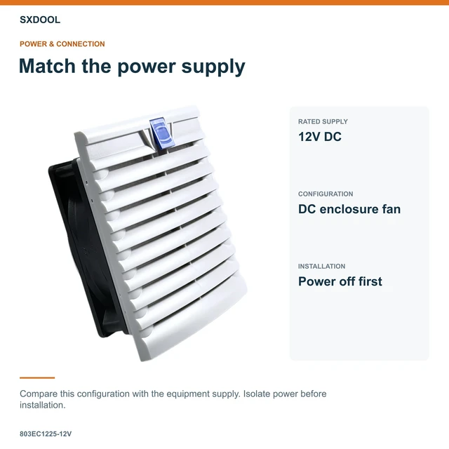 Alt view image 3 of 7 - SXDOOL 803EC1225-12V Enclosure Filter Fan, 120 x 120 x 25 mm, 12V DC
