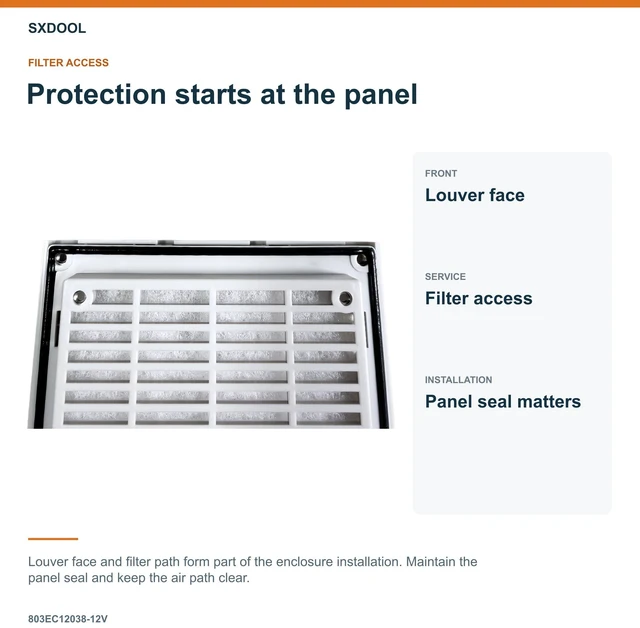 Alt view image 4 of 7 - SXDOOL 803EC12038-12V Enclosure Filter Fan, 120 x 120 x 38 mm, 12V DC