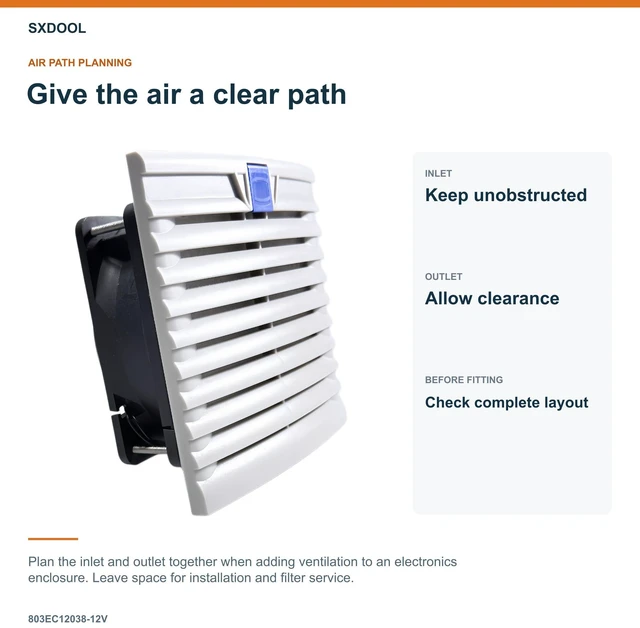 Alt view image 6 of 7 - SXDOOL 803EC12038-12V Enclosure Filter Fan, 120 x 120 x 38 mm, 12V DC