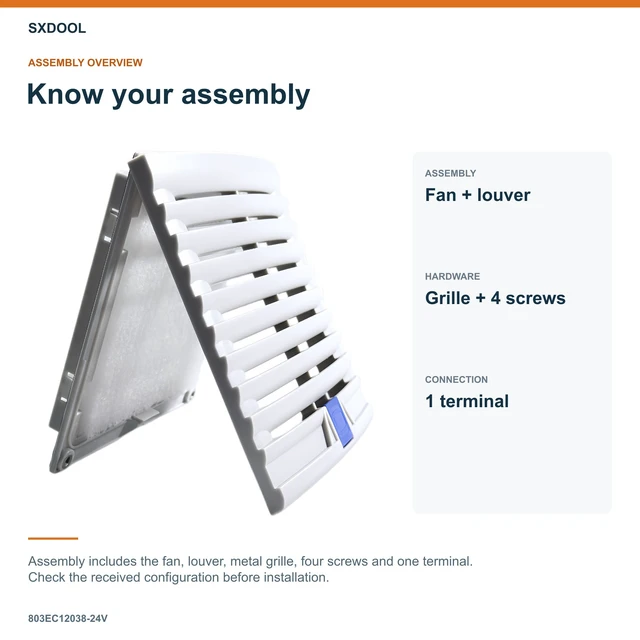 Alt view image 7 of 7 - SXDOOL 803EC12038-24V Enclosure Filter Fan, 120 x 120 x 38 mm, 24V DC