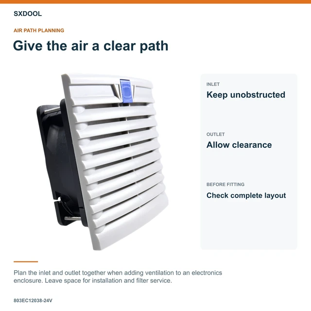 Alt view image 6 of 7 - SXDOOL 803EC12038-24V Enclosure Filter Fan, 120 x 120 x 38 mm, 24V DC