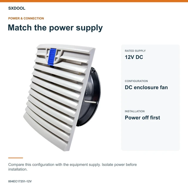 Alt view image 3 of 7 - SXDOOL 804EC17251-12V Enclosure Filter Fan, 172 x 151 x 51 mm, 12V DC