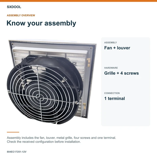 Alt view image 7 of 7 - SXDOOL 804EC17251-12V Enclosure Filter Fan, 172 x 151 x 51 mm, 12V DC