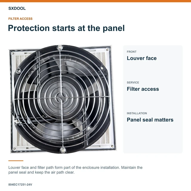 Alt view image 4 of 7 - SXDOOL 804EC17251-24V Enclosure Filter Fan, 172 x 151 x 51 mm, 24V DC