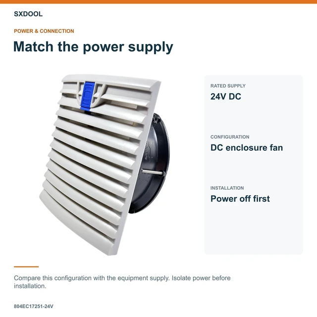 Alt view image 3 of 7 - SXDOOL 804EC17251-24V Enclosure Filter Fan, 172 x 151 x 51 mm, 24V DC