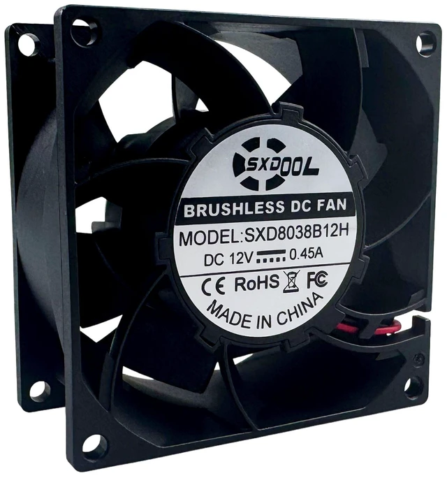 Main image of SXDOOL SXD8038B12H Potted DC Cooling Fan, 80 x 80 x 38 mm, 12V DC