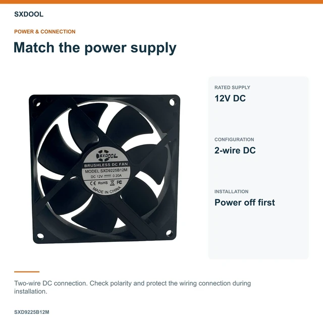 Alt view image 3 of 7 - SXDOOL SXD9225B12M Potted DC Cooling Fan, 92 x 92 x 25 mm, 12V DC
