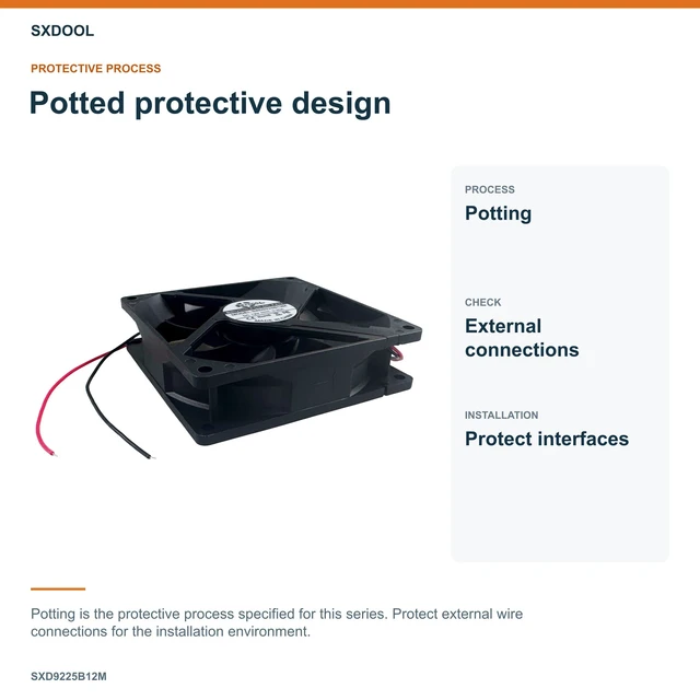 Alt view image 4 of 7 - SXDOOL SXD9225B12M Potted DC Cooling Fan, 92 x 92 x 25 mm, 12V DC