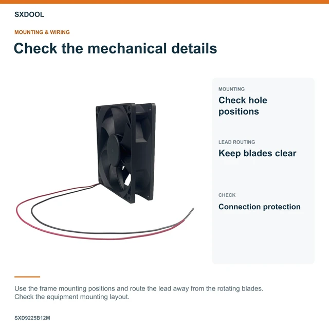 Alt view image 5 of 7 - SXDOOL SXD9225B12M Potted DC Cooling Fan, 92 x 92 x 25 mm, 12V DC