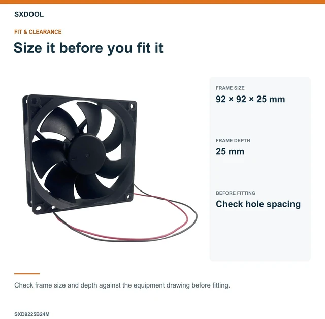 Alt view image 2 of 7 - SXDOOL SXD9225B24M Potted DC Cooling Fan, 92 x 92 x 25 mm, 24V DC